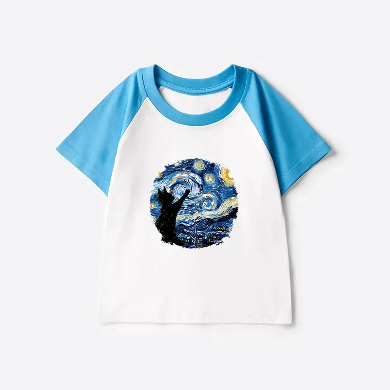 Japanese Black Cat Kids Raglan Gift Idea