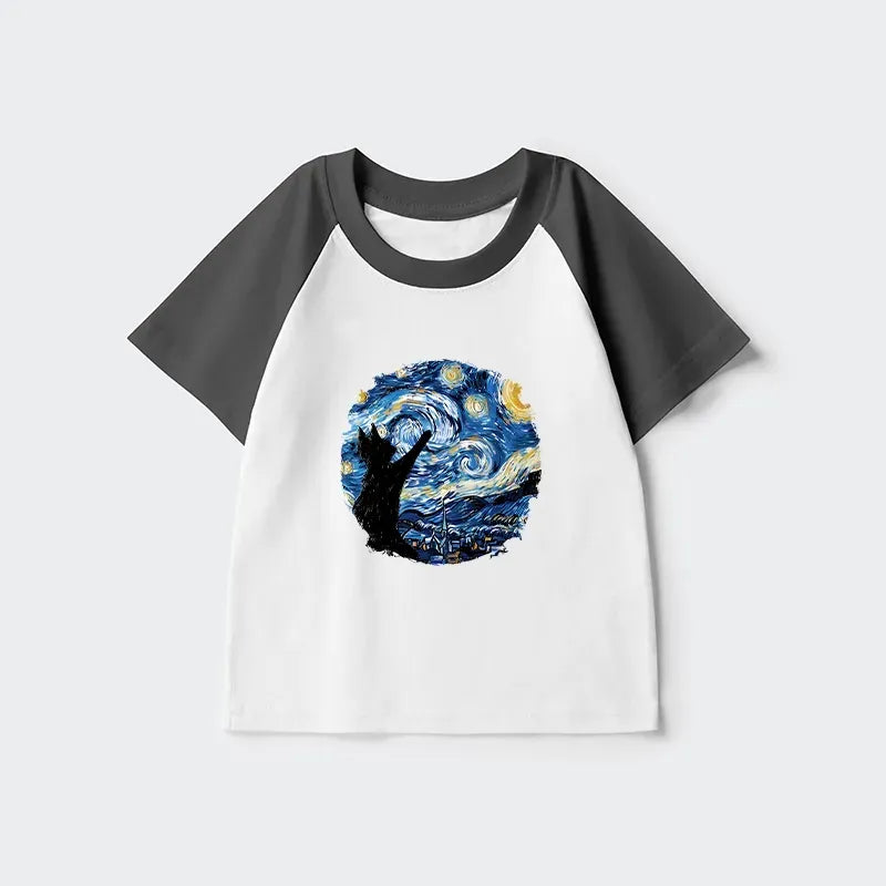 Japanese Black Cat Kids Raglan Gift Idea