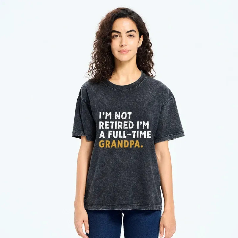 Kyoto-Lion Official Full Time Grandpa Duty Washed T-Shirt