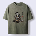 Kyoto-Lion Japanese Samurai Skeleton Washed T-Shirt
