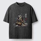 Kyoto-Lion Japanese Samurai Skeleton Washed T-Shirt