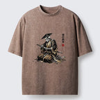 Kyoto-Lion Japanese Samurai Skeleton Washed T-Shirt