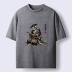 Kyoto-Lion Japanese Samurai Skeleton Washed T-Shirt