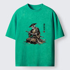 Kyoto-Lion Japanese Samurai Skeleton Washed T-Shirt