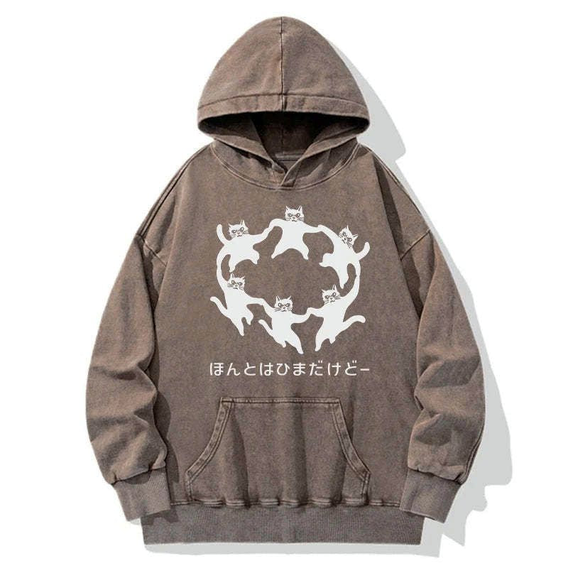 Japanese washed hoodie for cat lovers