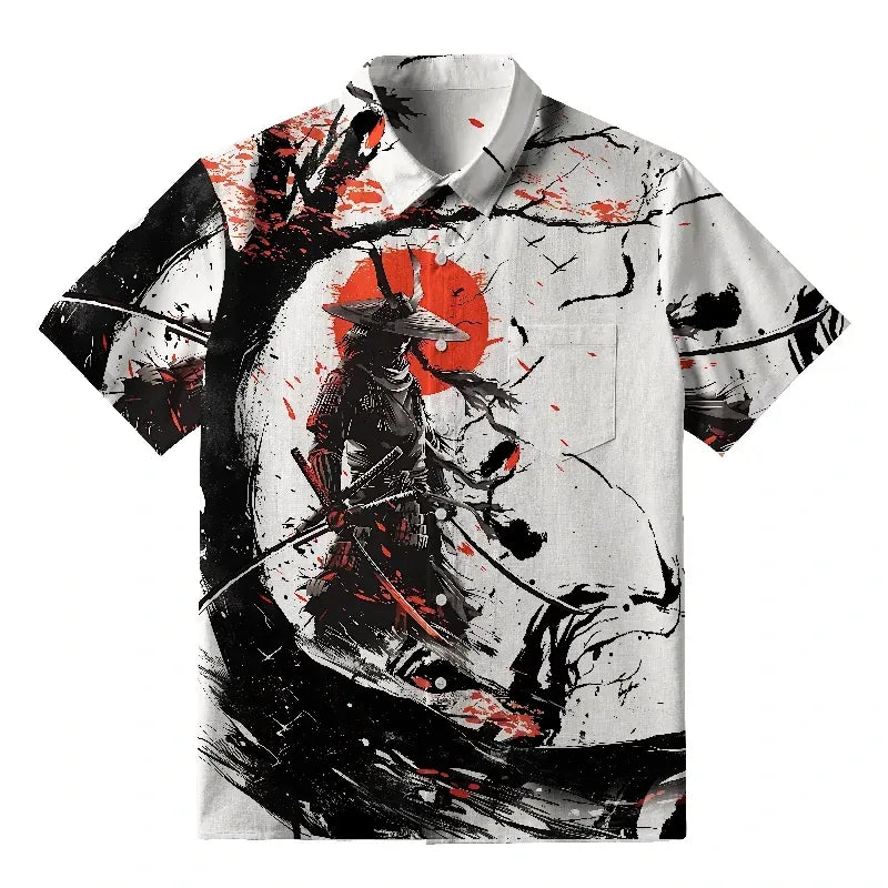 Ukiyo-e Unisex Cotton Shirt for Streetwear