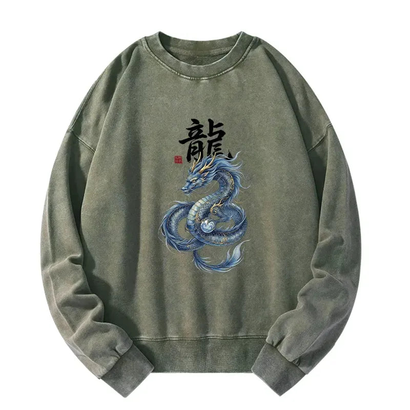 Mythic Blue Dragon Pullover for Street Style