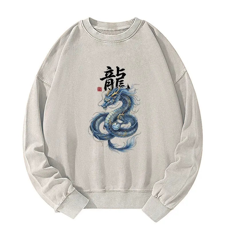 Mythic Blue Dragon Pullover for Street Style