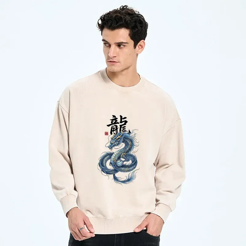 Mythic Blue Dragon Pullover for Street Style