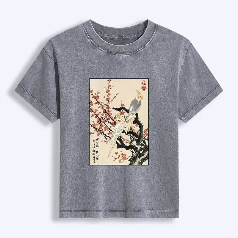 Kyoto-Lion Whispers of Silent Blossoms Women's Washed T-shirt