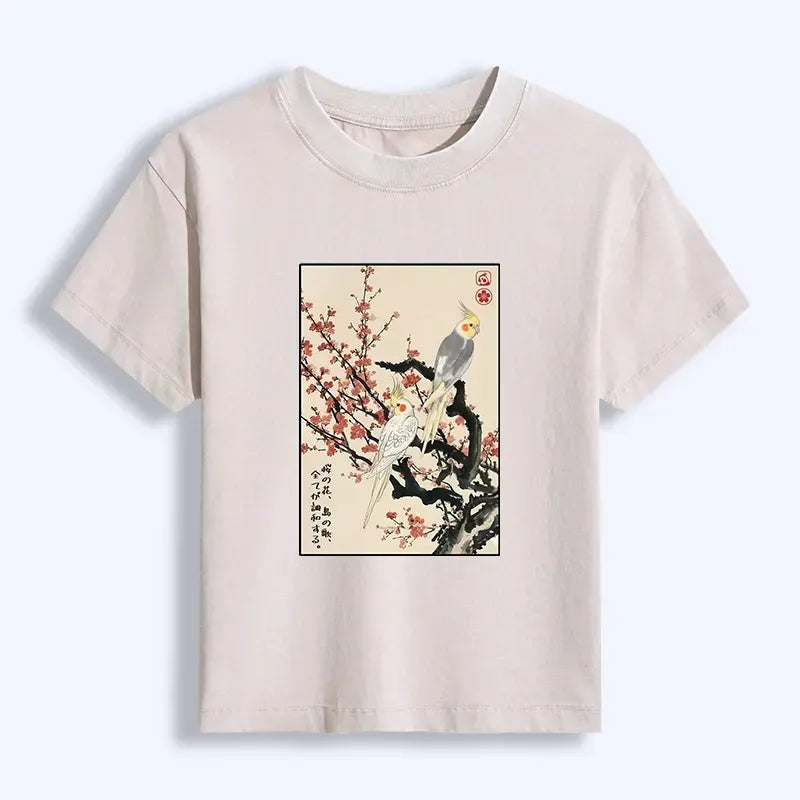 Kyoto-Lion Whispers of Silent Blossoms Women's Washed T-shirt