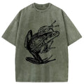 Kyoto-Lion Retro Frog Japanese Washed T-Shirt