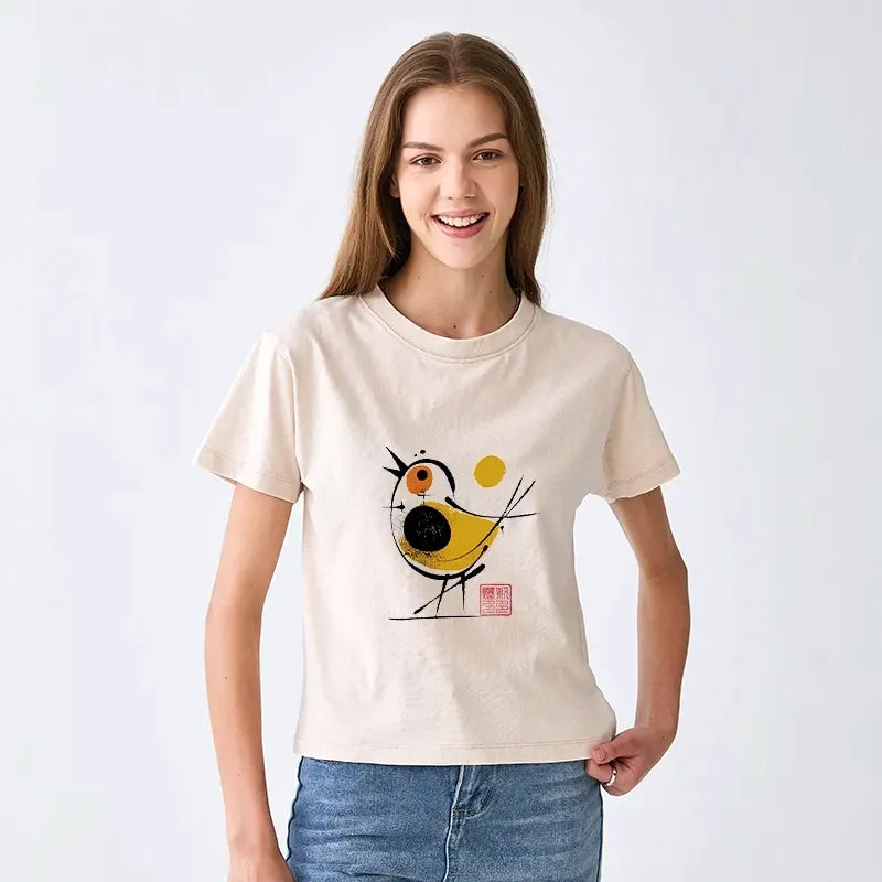 Japanese Vintage Washed T-shirt for Women
