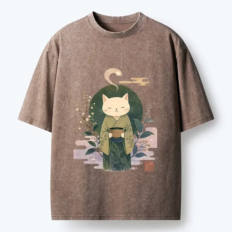 Soft Green Cat T-Shirt for Vacation