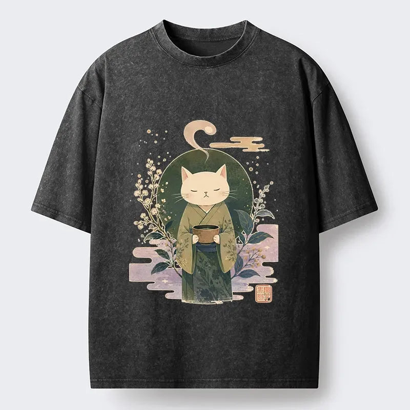 Soft Green Cat T-Shirt for Vacation