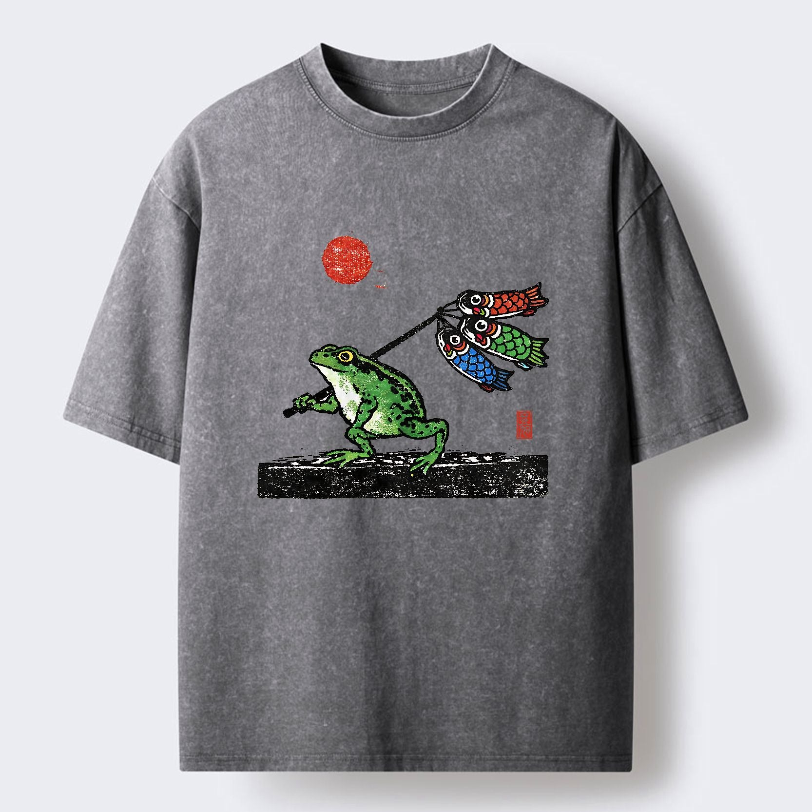 ukiyo-e frog t-shirt for streetwear