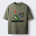 Kyoto-Lion The Frog Carrying Carp Flags Washed T-Shirt