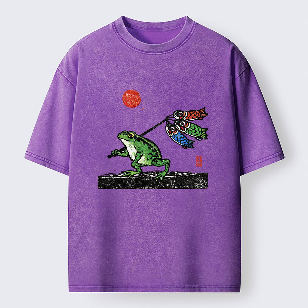 ukiyo-e frog t-shirt for streetwear