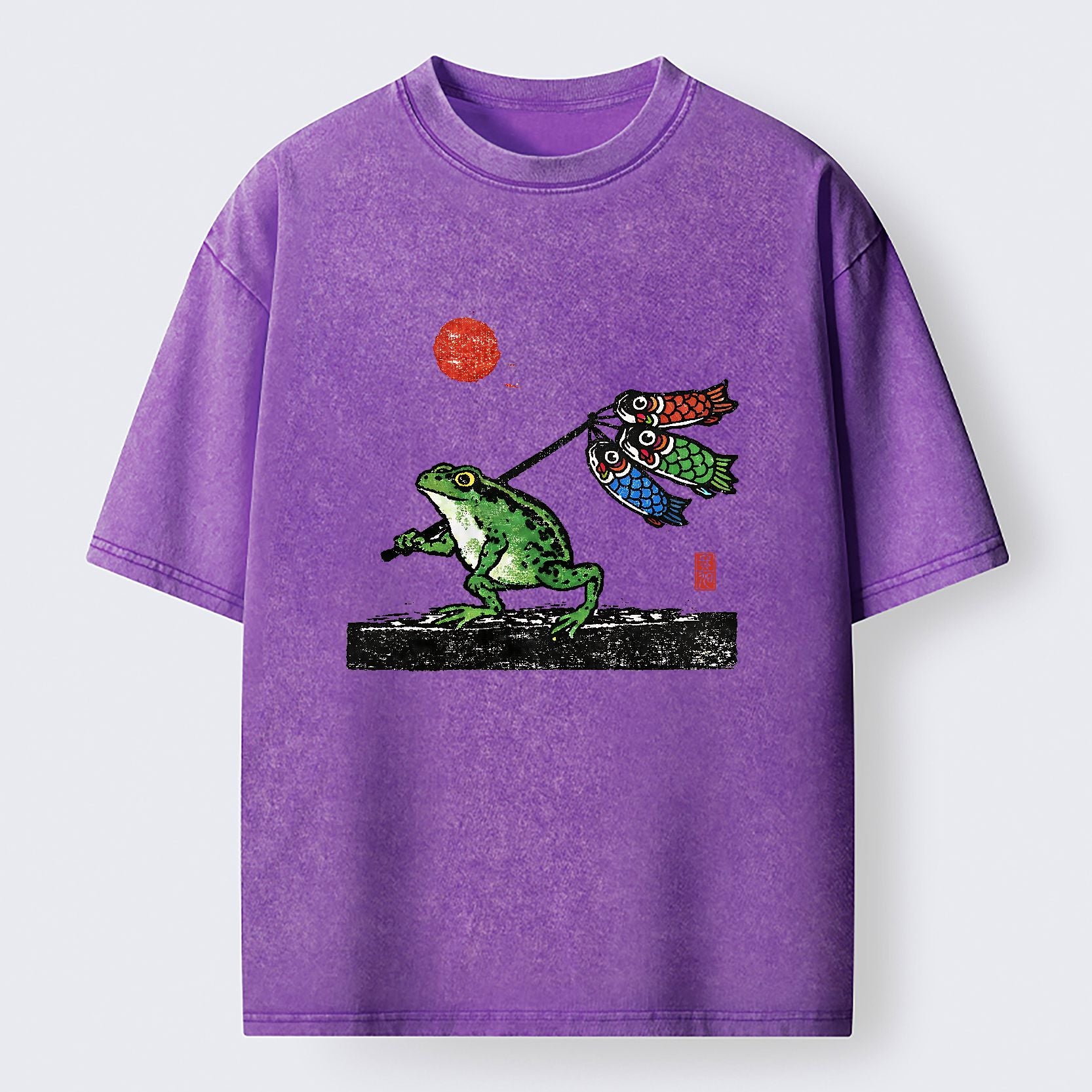 ukiyo-e frog t-shirt for streetwear