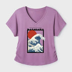 Kyoto-Lion Minimalist Ukiyo-e Waves Modal Dolman Sleeve T-Shirt