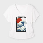 Kyoto-Lion Minimalist Ukiyo-e Waves Modal Dolman Sleeve T-Shirt