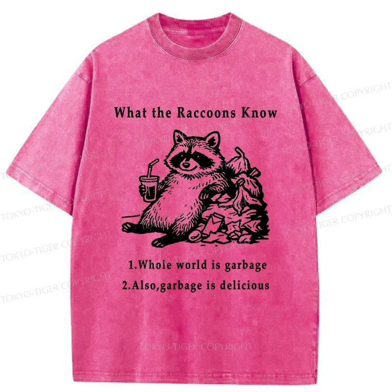 Kyoto-Lion Raccoon Lying In The Garbage Washed T-Shirt