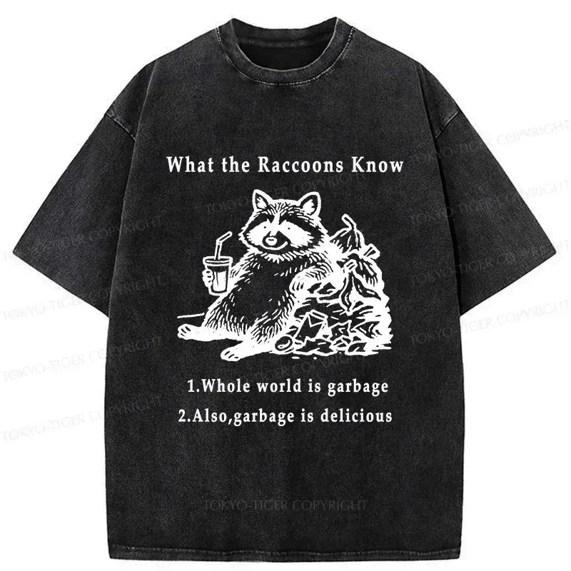 raccoon lying in garbage washed t-shirt best seller