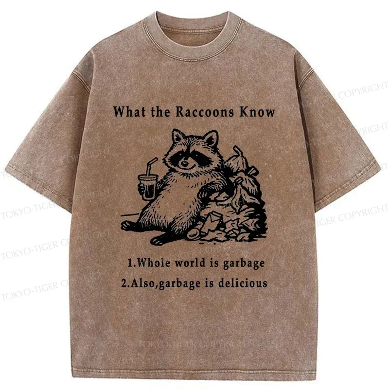 raccoon lying in garbage washed t-shirt best seller