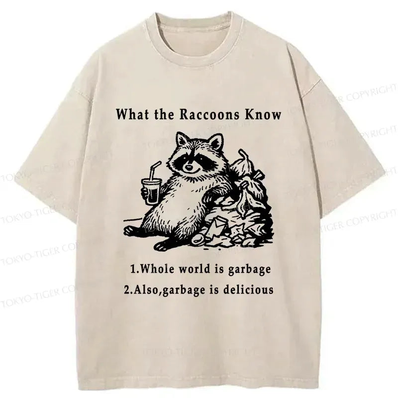 Kyoto-Lion Raccoon Lying In The Garbage Washed T-Shirt