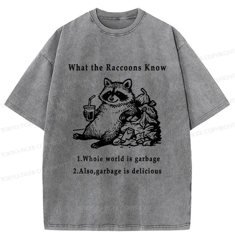 Kyoto-Lion Raccoon Lying In The Garbage Washed T-Shirt