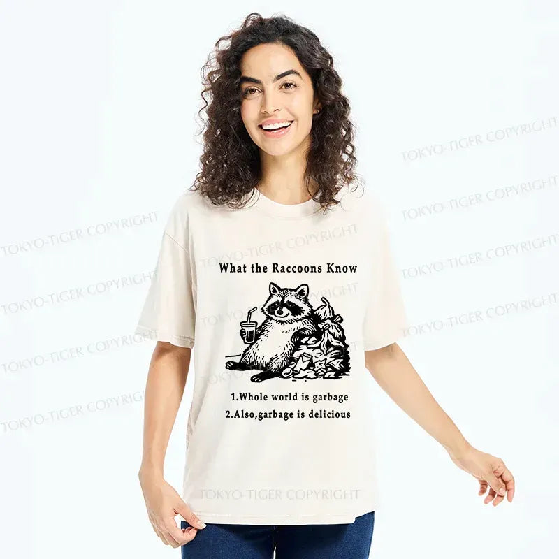 Japanese raccoon garbage t-shirt for daily wear