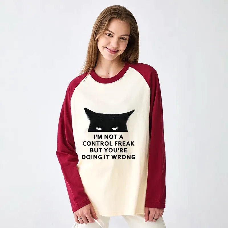 funny control freak raglan long sleeve t-shirt