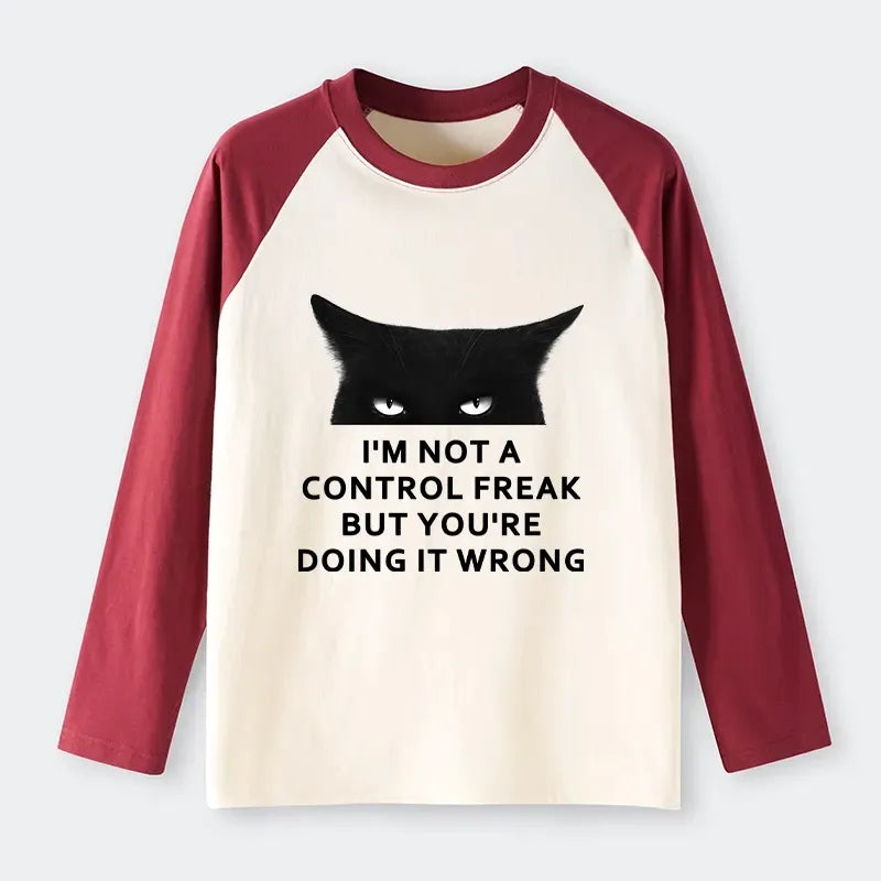 funny control freak raglan long sleeve t-shirt