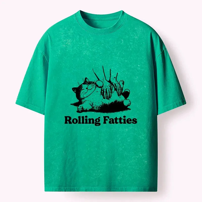 Funny Cat Meme Washed T-Shirt for Men