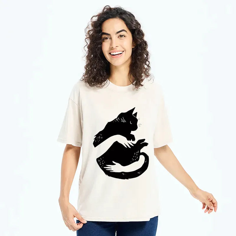 Black Cat Ukiyo-e T-Shirt for Summer