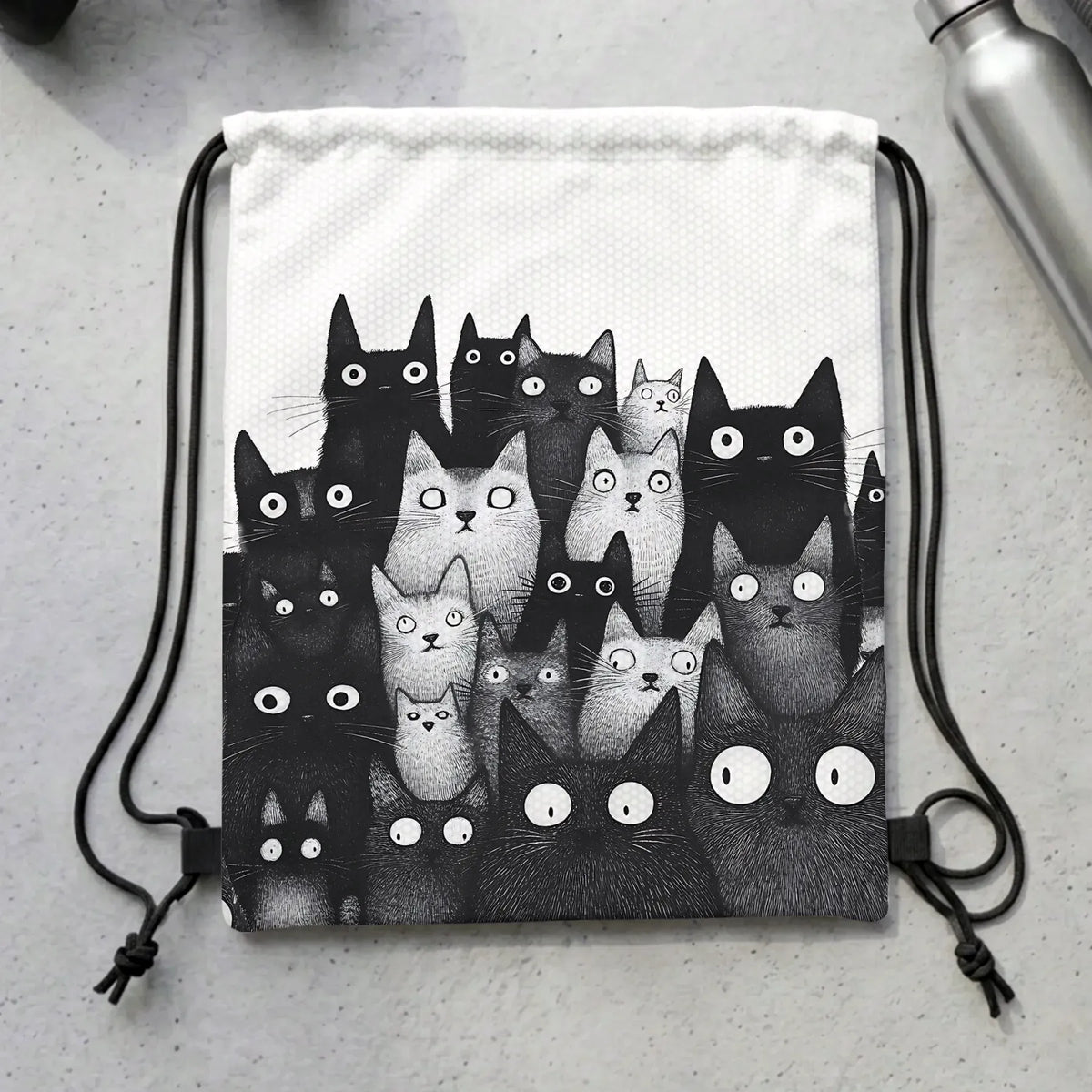 Kyoto-Lion The Judgmental Stare Of Cats Drawstring Backpack