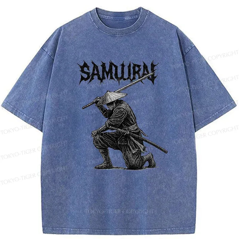 Retro Samurai Washed T-Shirt for Daily Wear