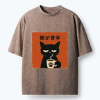 Japanese Vintage Cat T-Shirt on Sale