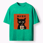 Kyoto-Lion Morning Hates Me Too Cat Meme Washed T-Shirt