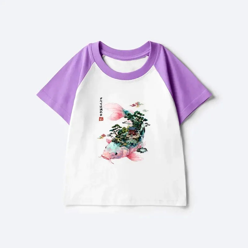 Kids Japanese Koi Raglan T-shirt Gift Idea