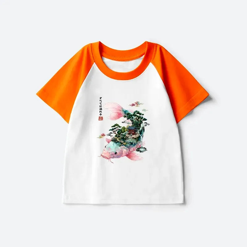 Kids Japanese Koi Raglan T-shirt Gift Idea