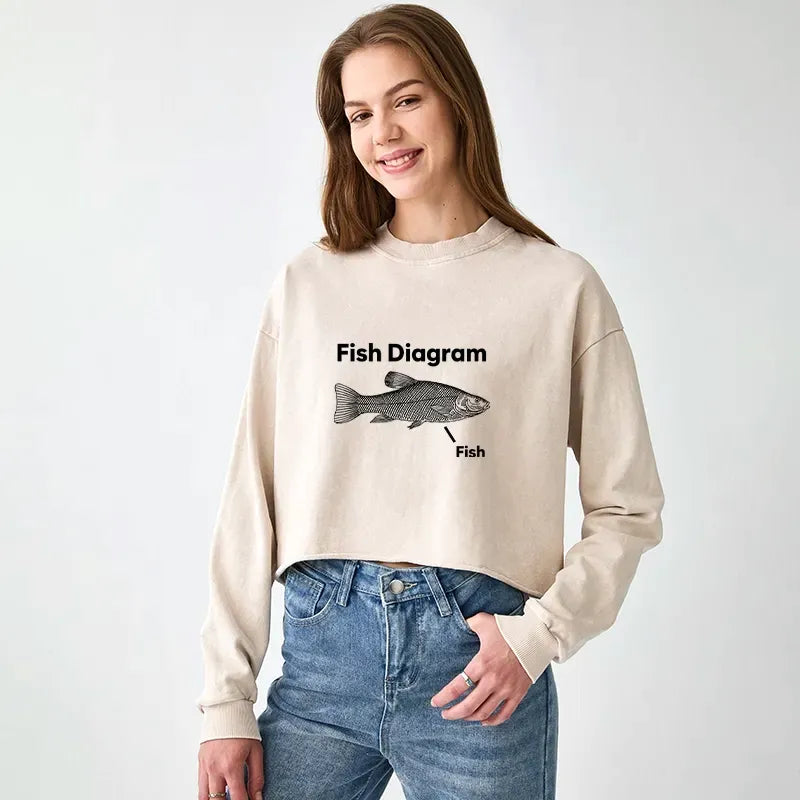 Washed Crop Sweatshirt for Casual