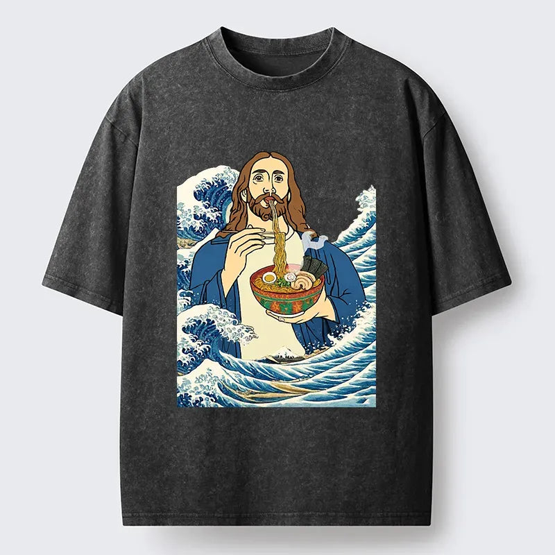 Kyoto-Lion God Eats Ramen Washed T-Shirt