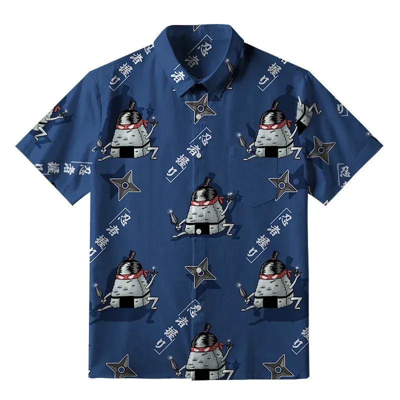 Premium Japanese shirt with onigiri print