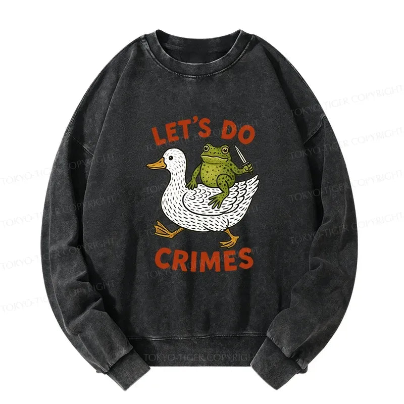 Kyoto-Lion Frog Ready To Commit Crime Washed Sweatshirt