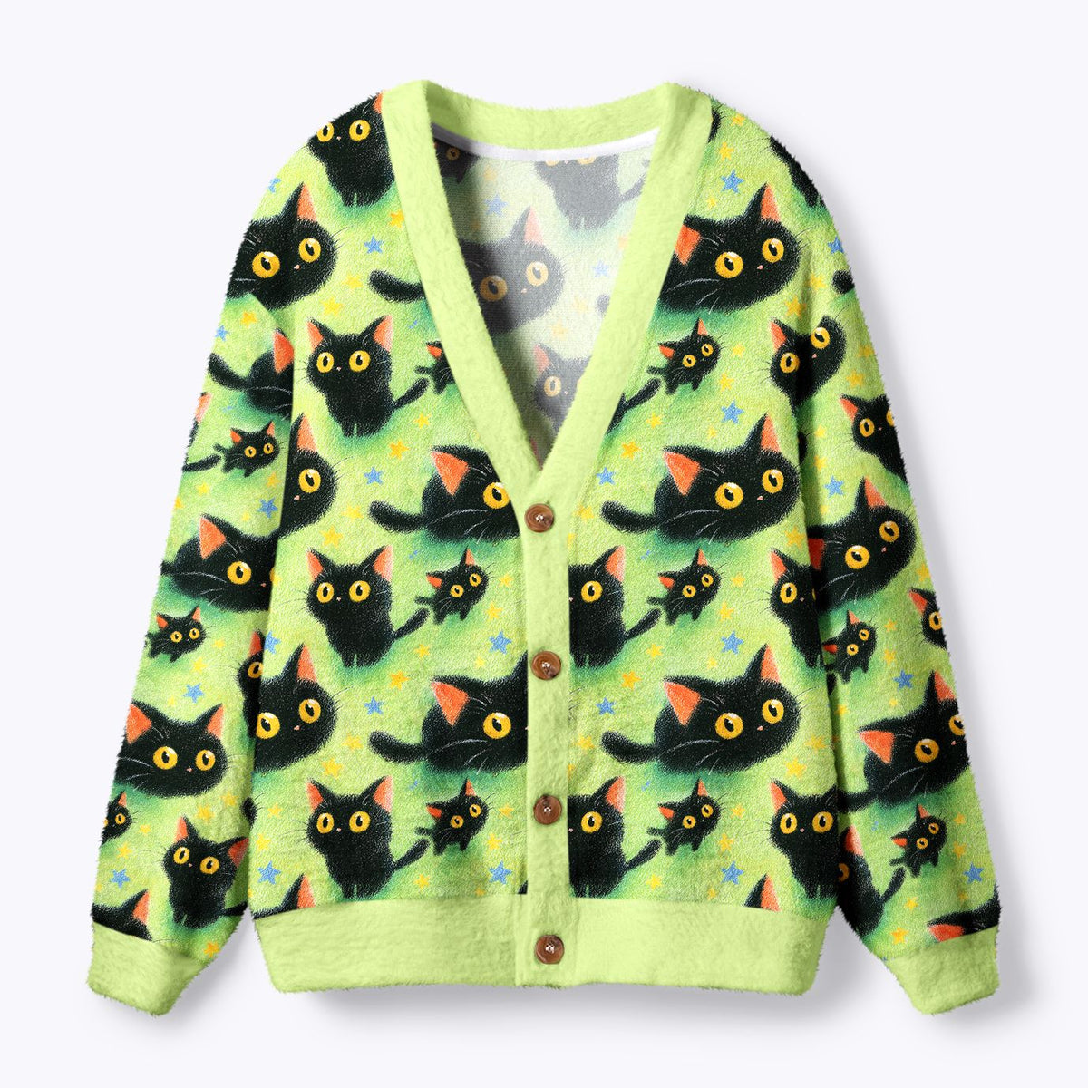 Kyoto-Lion Cute Black Cat Ugly Cardigan Sweater