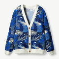 Kyoto-Lion Dancing Fish Under The Moonlight Ugly Cardigan Sweater