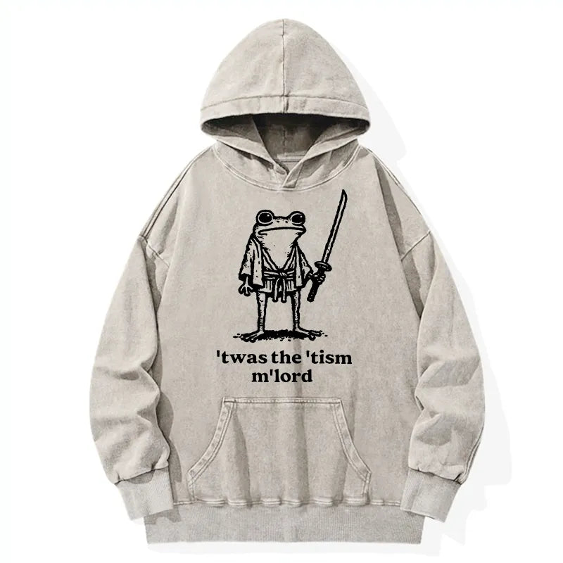Kyoto-Lion Focused Samurai Frog Washed Hoodie