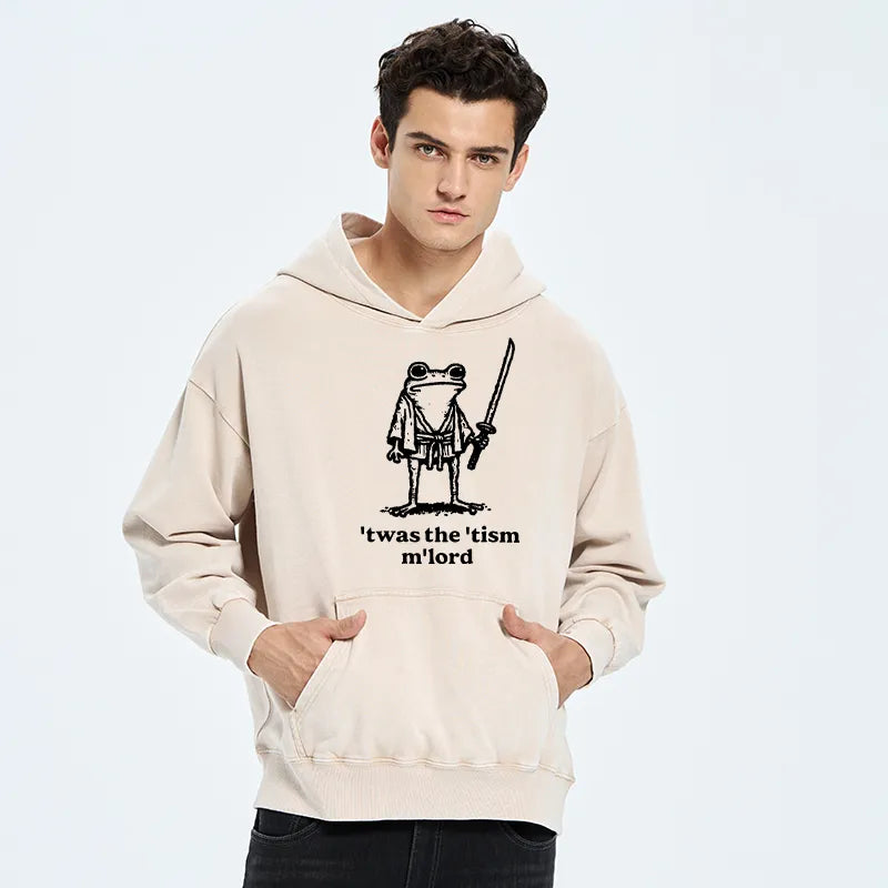 Kyoto-Lion Focused Samurai Frog Washed Hoodie