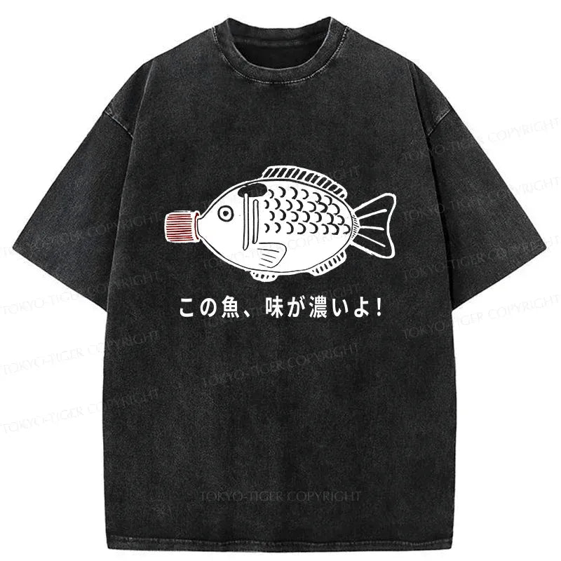 Kyoto-Lion Fish-shaped Soy Sauce Bottle Washed T-Shirt